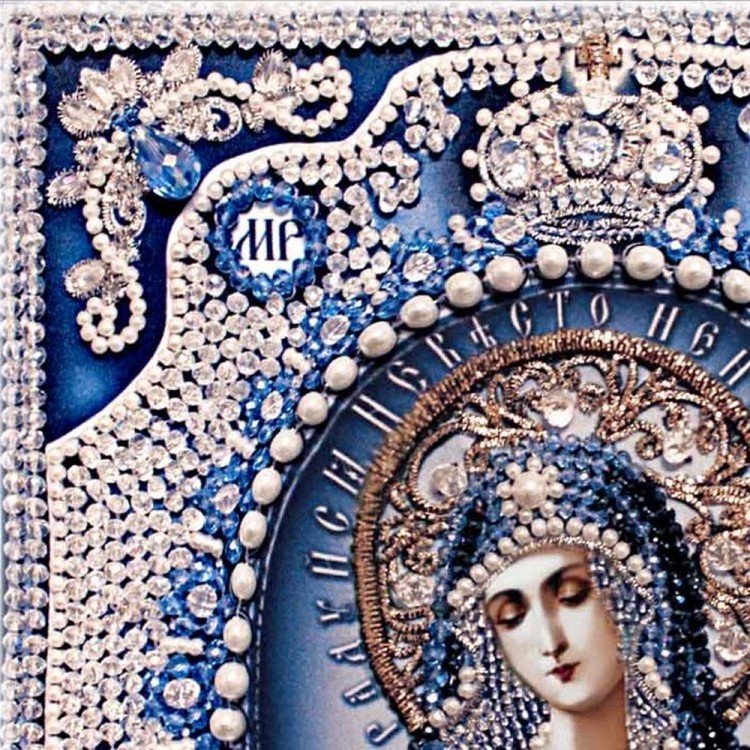 Набор для вышивания Образа в каменьях 7723 Богородица Умиление (с бусинами под жемчуг)