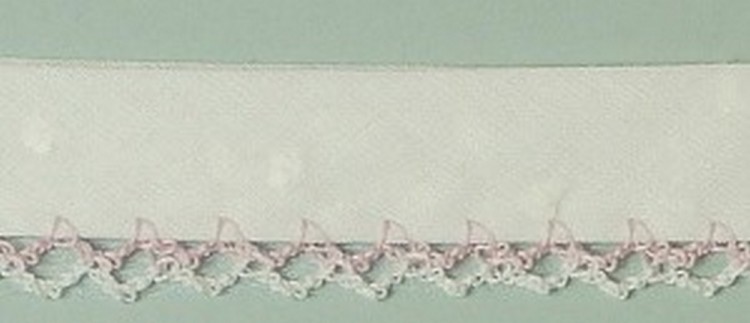 LAKIDAIN RUBI-2BIC/1-2 Косая бейка декоративная, цвет белый с розовым, ширина 20 мм