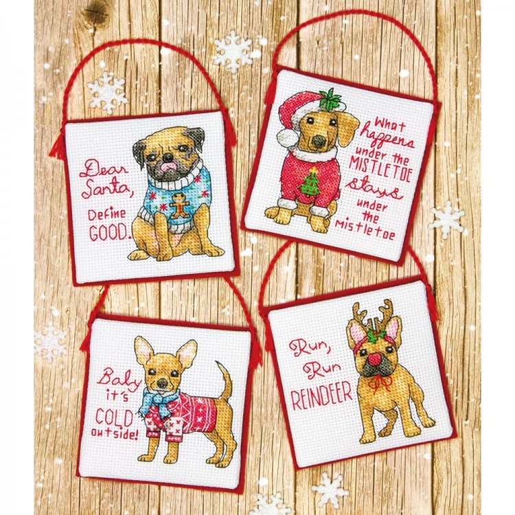 Набор для вышивания Dimensions 70-08972 Christmas Pups Ornaments