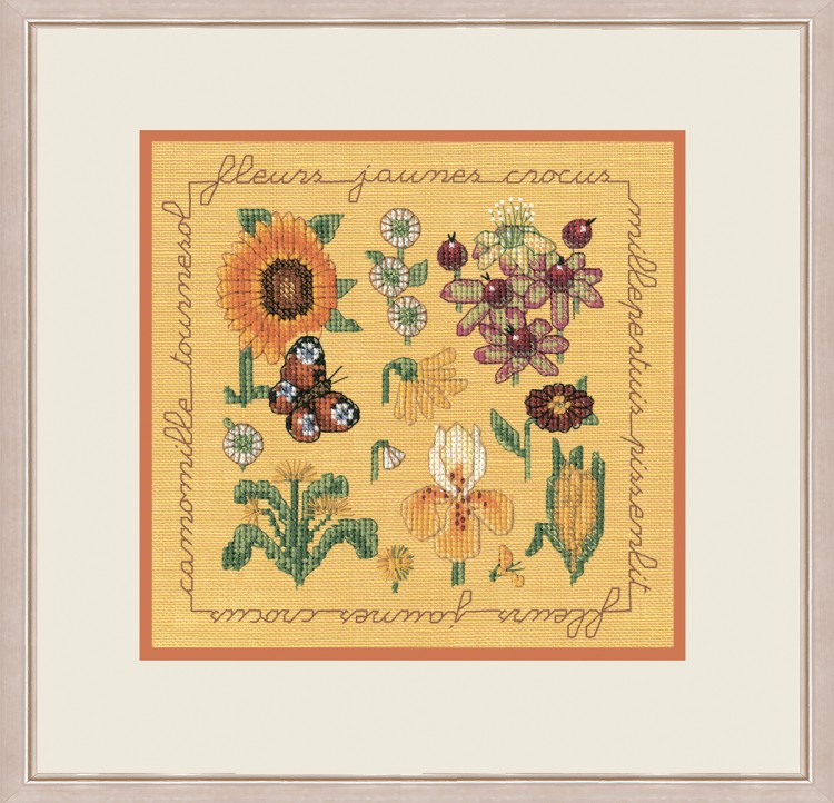 Набор для вышивания Le Bonheur des Dames 2282 Yellow And Bordeaux Flowers (Желтые и бордовые цветы)
