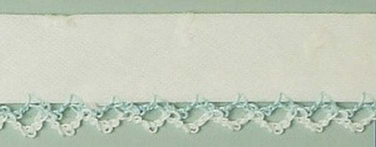 LAKIDAIN RUBI-2BIC/1-7 Косая бейка декоративная, цвет белый с голубым, ширина 20 мм