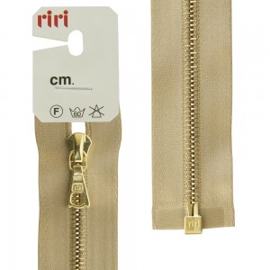 Riri 3000083/60/2213 Молния металлическая, разъемная, на атласной тесьме, 4 мм, 60 см, золотисто-бежевый