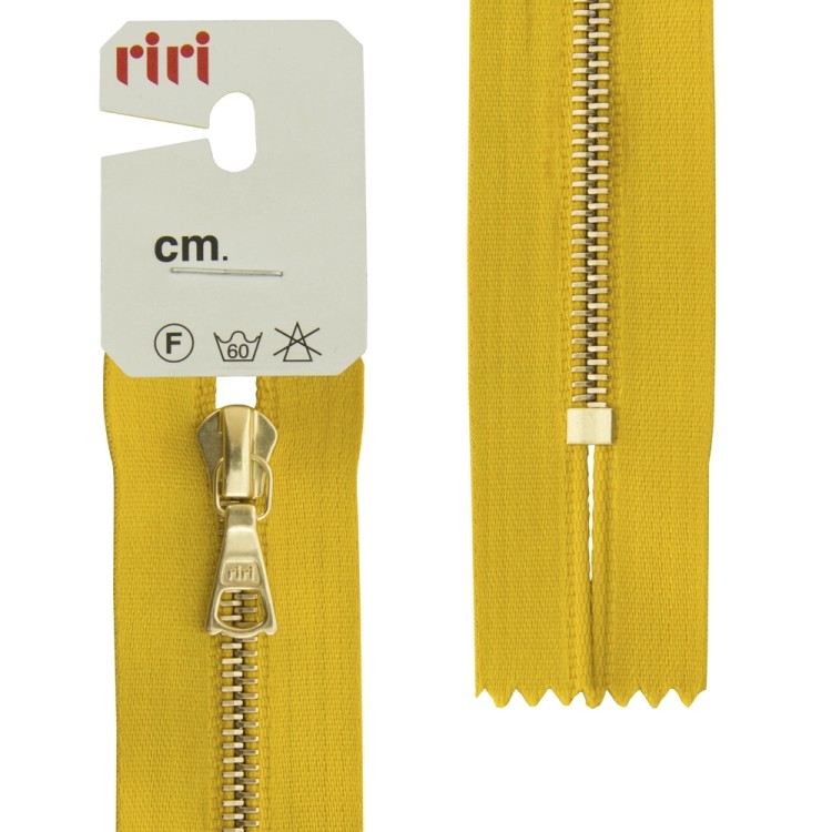 Riri 3403223/16/5339 Молния металлическая, неразъемная, на атласной тесьме, 4 мм, 16 см, горчичный