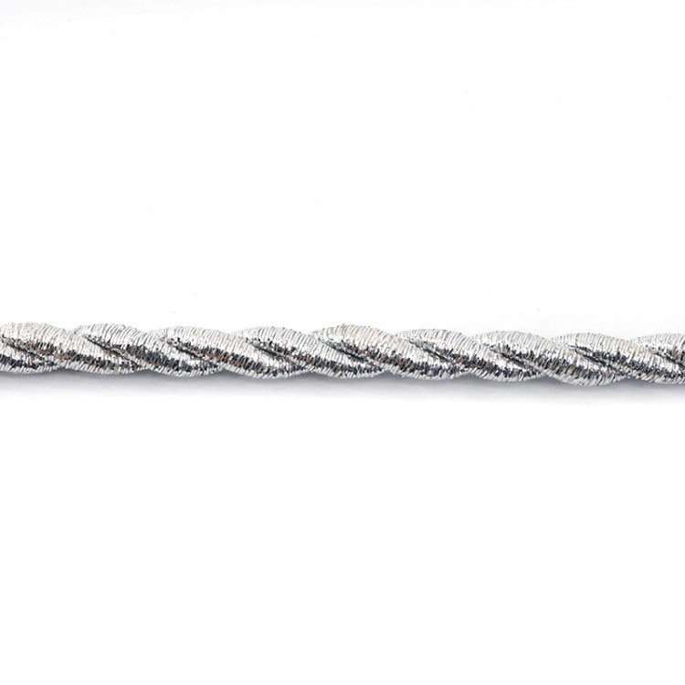 SAFISA 25277-1мм-102 Шнур металлизированный SPIRAL, ширина 1 мм, цвет 102 - серебряный