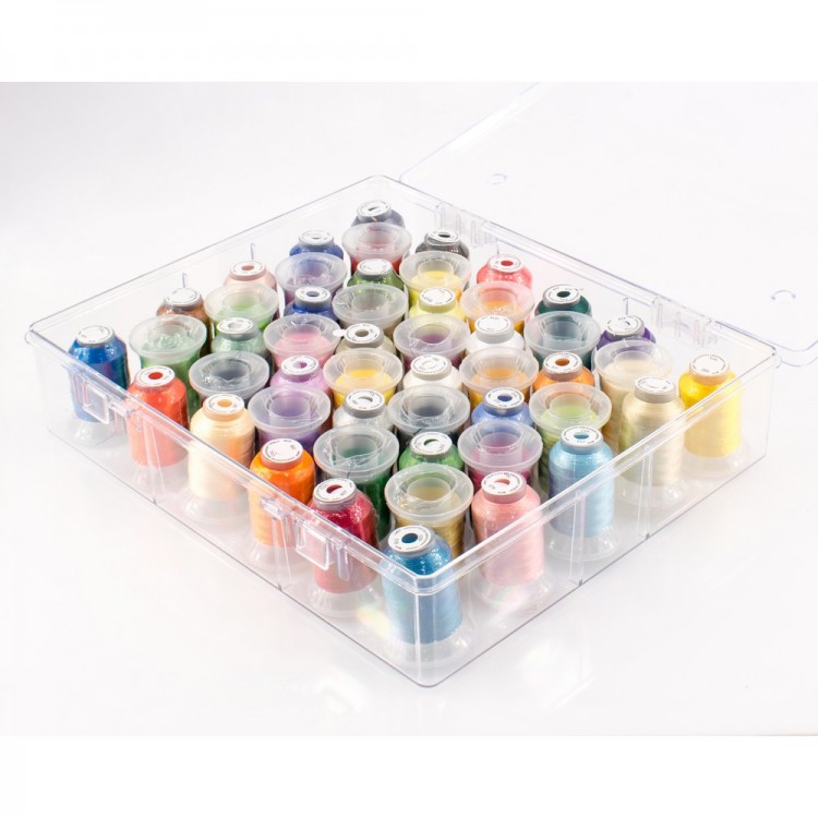 Hemline M3101.F1 Набор нитей для машинной вышивки в органайзере, 50 катушек