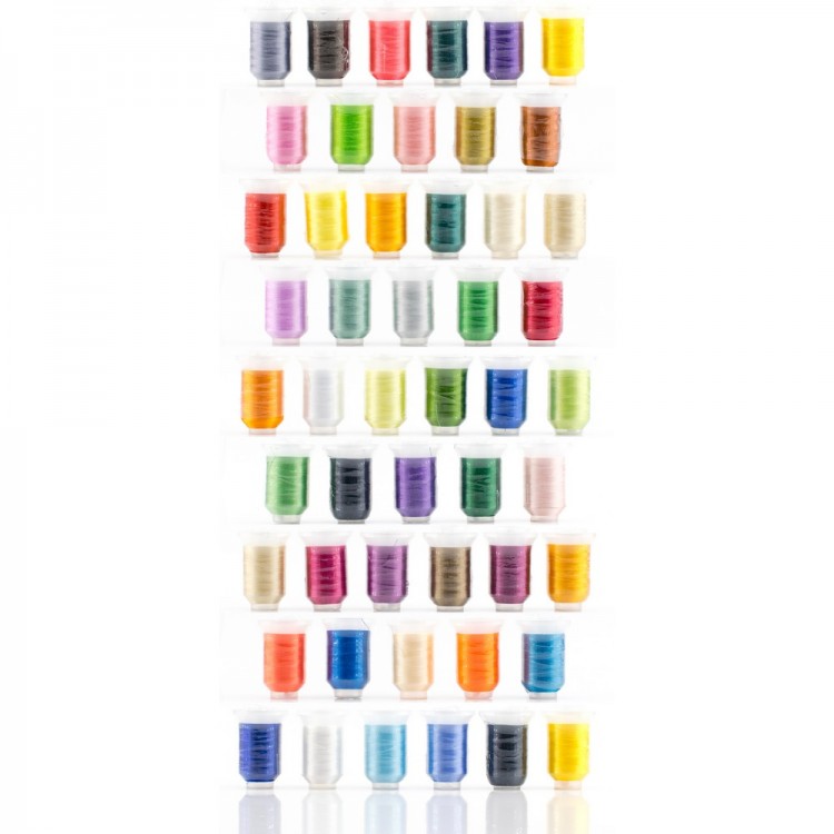 Hemline M3101.F1 Набор нитей для машинной вышивки в органайзере, 50 катушек