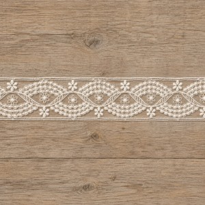 IEMESA 43482/01 Вышивка хлопком на тюле, ширина 35 мм, цвет белый