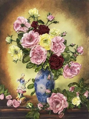 Многоцветница МЛ(н) 3026 Розы в голубой вазе