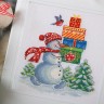 Набор для вышивания Панна OT-7277 Открытка "Снеговик с подарками"