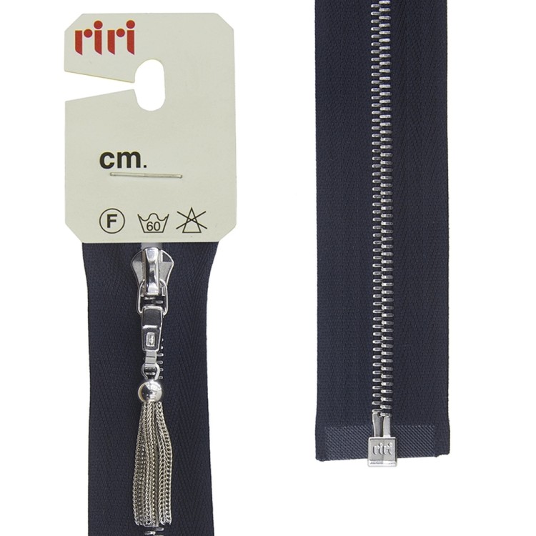 Riri 3004233/60/2627 Молния металлическая, разъемная, 4 мм, 60 см, темно-синий