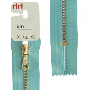 Riri 3403223/16/5859 Молния металлическая, неразъемная, на атласной тесьме, 4 мм, 16 см, бирюзовый
