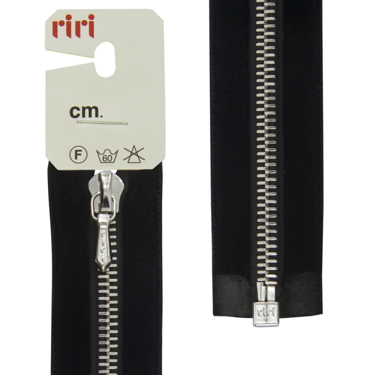 Riri 3551130/50/2110 Молния металлическая, разъемная, на бархатной тесьме, 6 мм, 50 см, черный