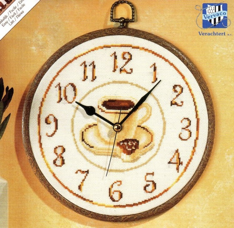Набор для вышивания Vervaco PN-0012707 Часы "Кофе"