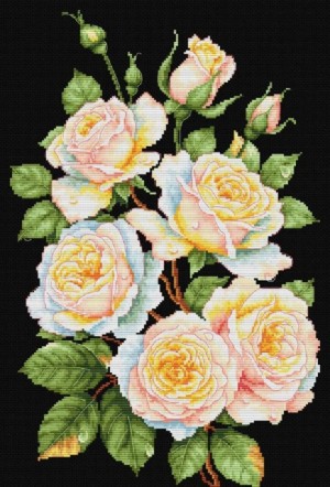 Многоцветница МКН 178-14 Белое на черном. Розы