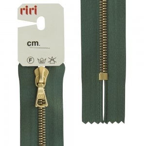 Riri 3403223/16/5861 Молния металлическая, неразъемная, на атласной тесьме, 4 мм, 16 см, зеленый холодный