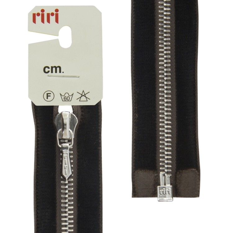Riri 3551130/50/2226 Молния металлическая, разъемная, на бархатной тесьме, 6 мм, 50 см, коричневый