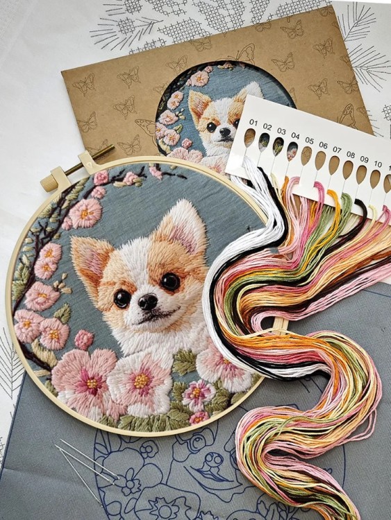 Набор для вышивания YoHobby yoli.108 Чихуахуа в цветах