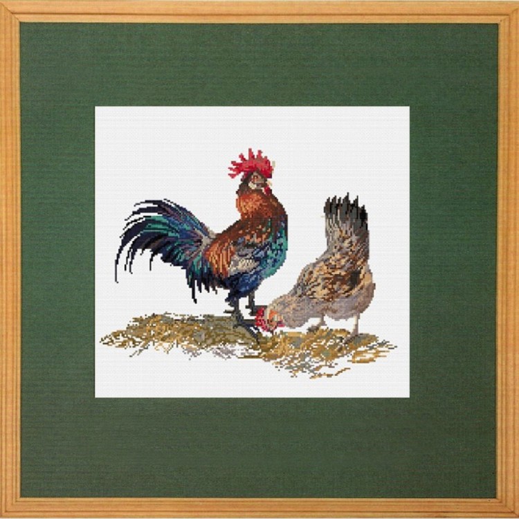 Набор для вышивания Thea Gouverneur 591 Rooster and hen (Петух и курица)