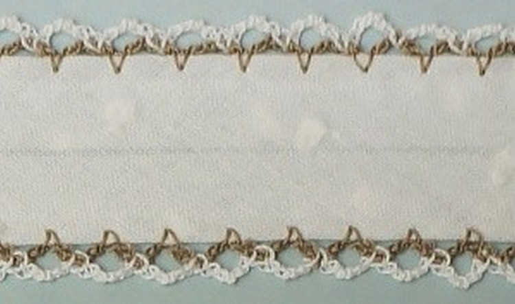 LAKIDAIN RUBI-3EBIC/1-113 Косая бейка декоративная, цвет белый с серым, ширина 30 мм