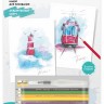 Фрея RPSA-0005 Скетч для раскрашивания акварельными карандашами "Акварельные зарисовки. Маяк и трамвай"