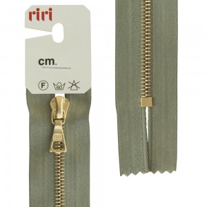 Riri 3403223/16/5884 Молния металлическая, неразъемная, на атласной тесьме, 4 мм, 16 см, серо-зеленый