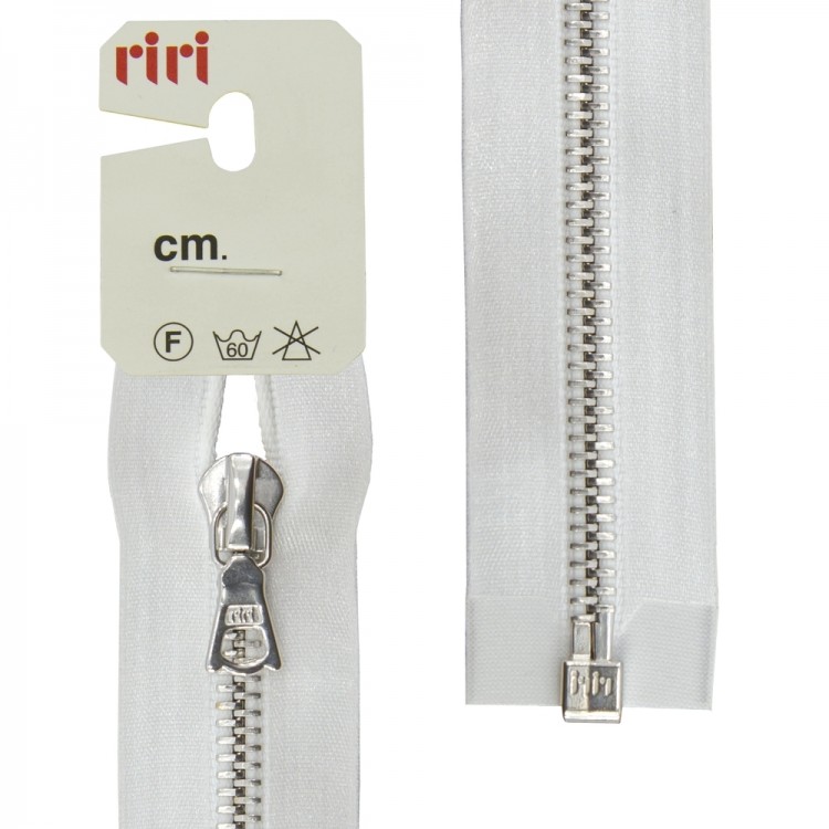 Riri 3551226/60/2101 Молния металлическая, разъемная, на атласной тесьме, 6 мм, 60 см, белый