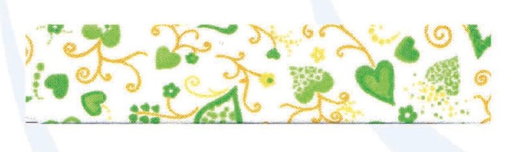 SAFISA 6518-20мм-03 Косая бейка с рисунком, хлопок/полиэстер, ширина 20 мм, цвет 03 - белый/зеленый