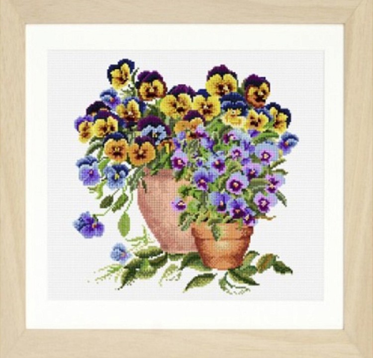 Набор для вышивания Thea Gouverneur 601 Pansies (Анютины глазки)