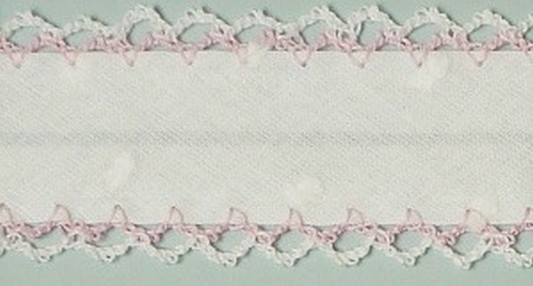 LAKIDAIN RUBI-3EBIC/1-2 Косая бейка декоративная, цвет белый с розовым, ширина 30 мм