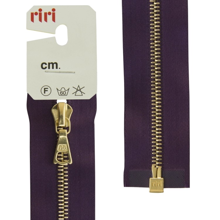 Riri 3000083/60/2510 Молния металлическая, разъемная, на атласной тесьме, 4 мм, 60 см, фиолетовый темный