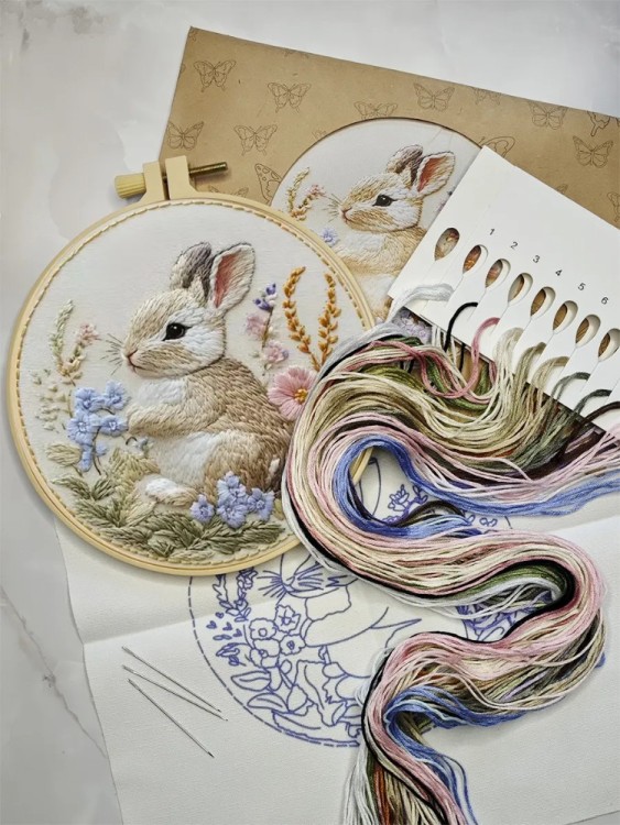 Набор для вышивания YoHobby yoli.110 Заяц и цветы