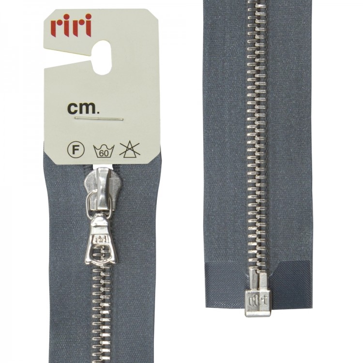 Riri 3551226/60/2121 Молния металлическая, разъемная, на атласной тесьме, 6 мм, 60 см, серый стальной