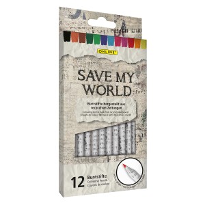 Online 07920 Набор цветных карандашей "Crayons Save my World" с корпусом из переработанных газет