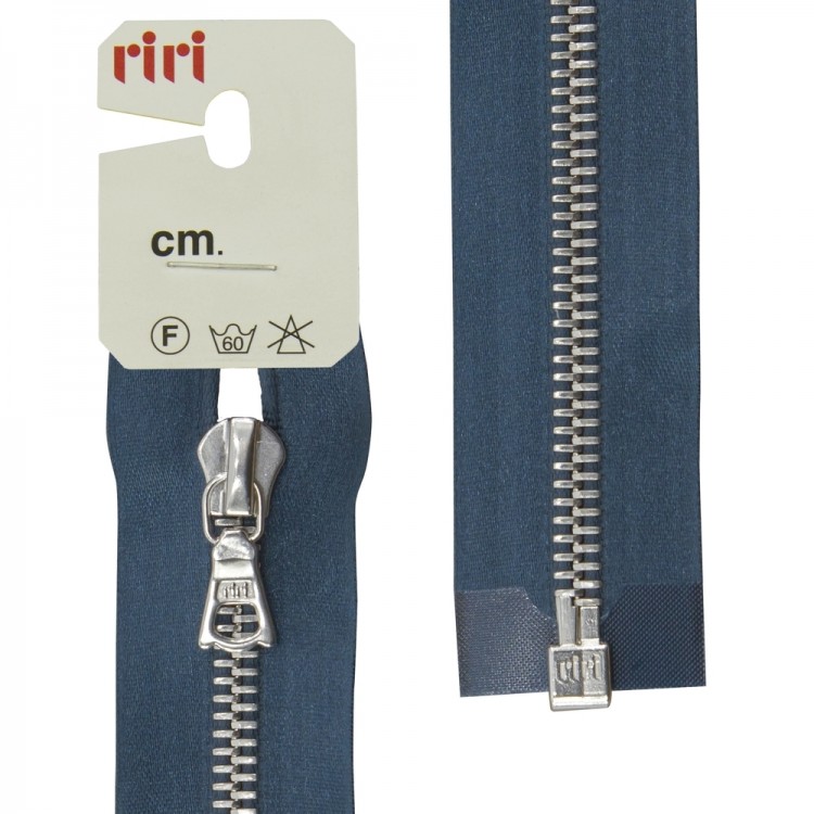 Riri 3551226/60/2131 Молния металлическая, разъемная, на атласной тесьме, 6 мм, 60 см, синий темный
