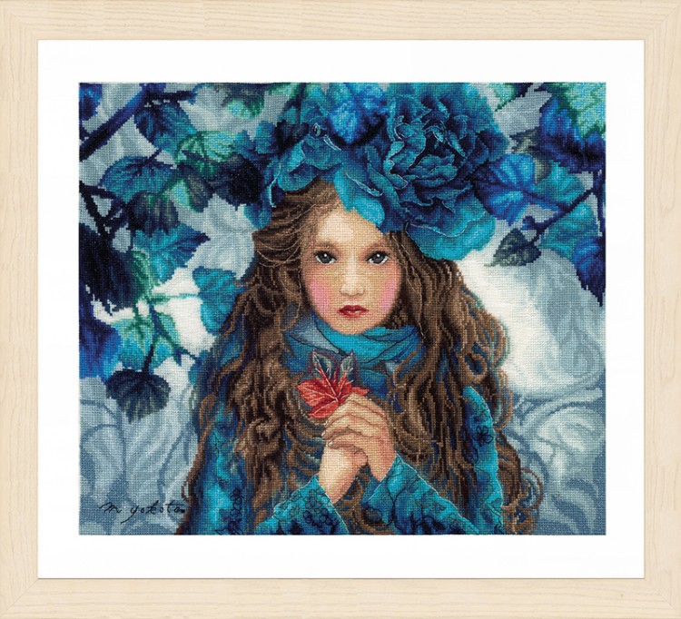 Набор для вышивания Lanarte PN-0188640 Девушка с синими цветами