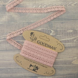 Goodman K-5001-87 Кружево плетеное, ширина 10 мм, цвет бледно-розовый, 5 м