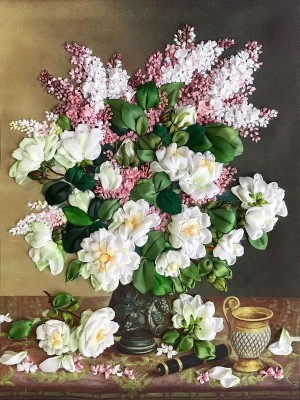 Каролинка КЛ(Н)-3039 Белые розы и сирень